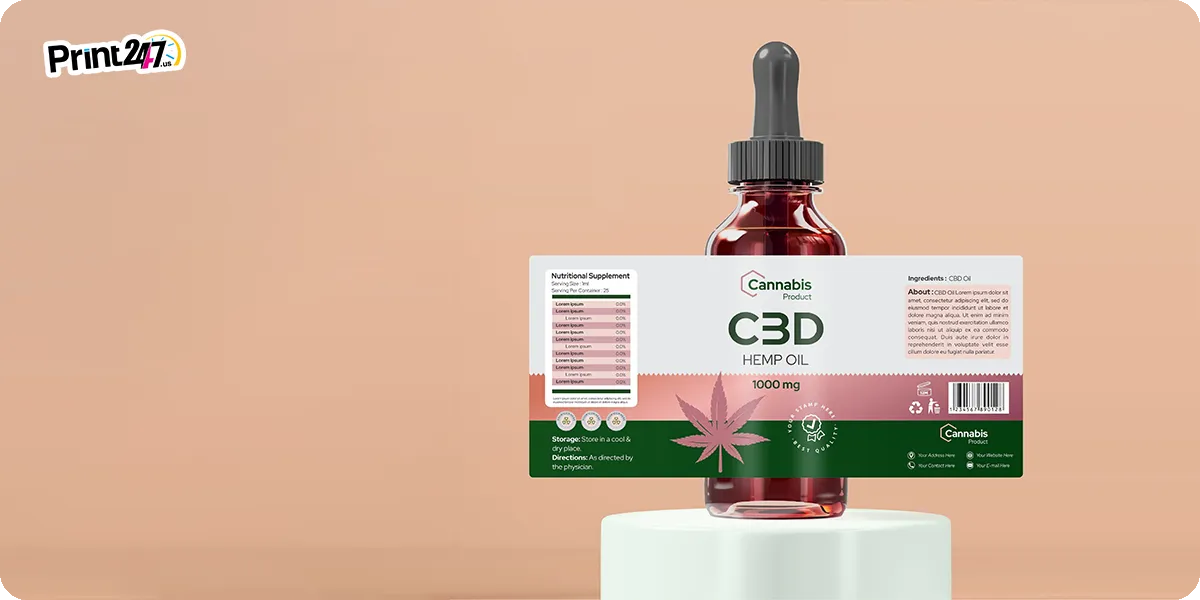 CBD product with an eye-catching label, showcasing how label design impacts consumer purchase decisions.